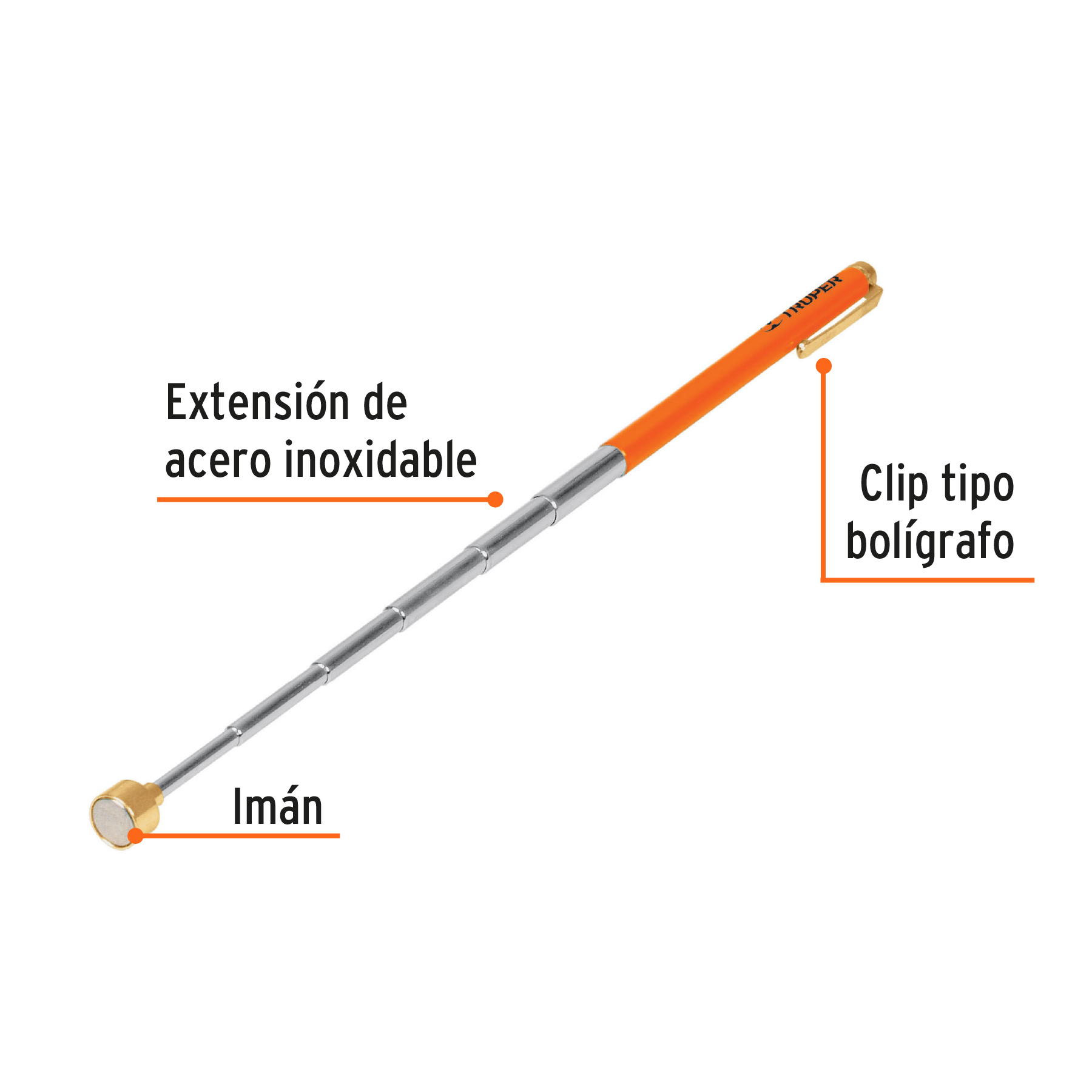 Imán extensible de acero inoxidable, 1.5 kg, TRUPER - Image 4