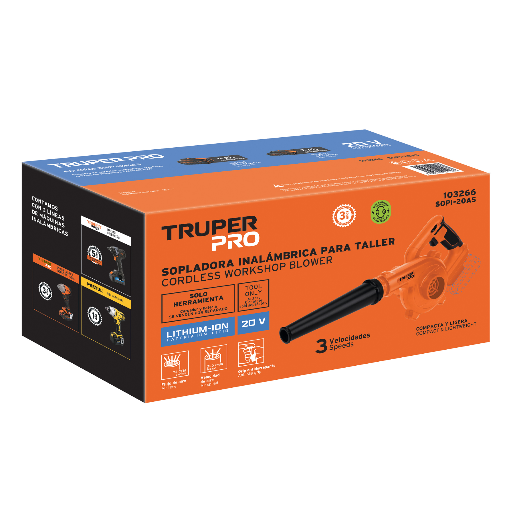 Sopladora para taller, 20V, sin accesorios, TRUPER PRO - Image 2