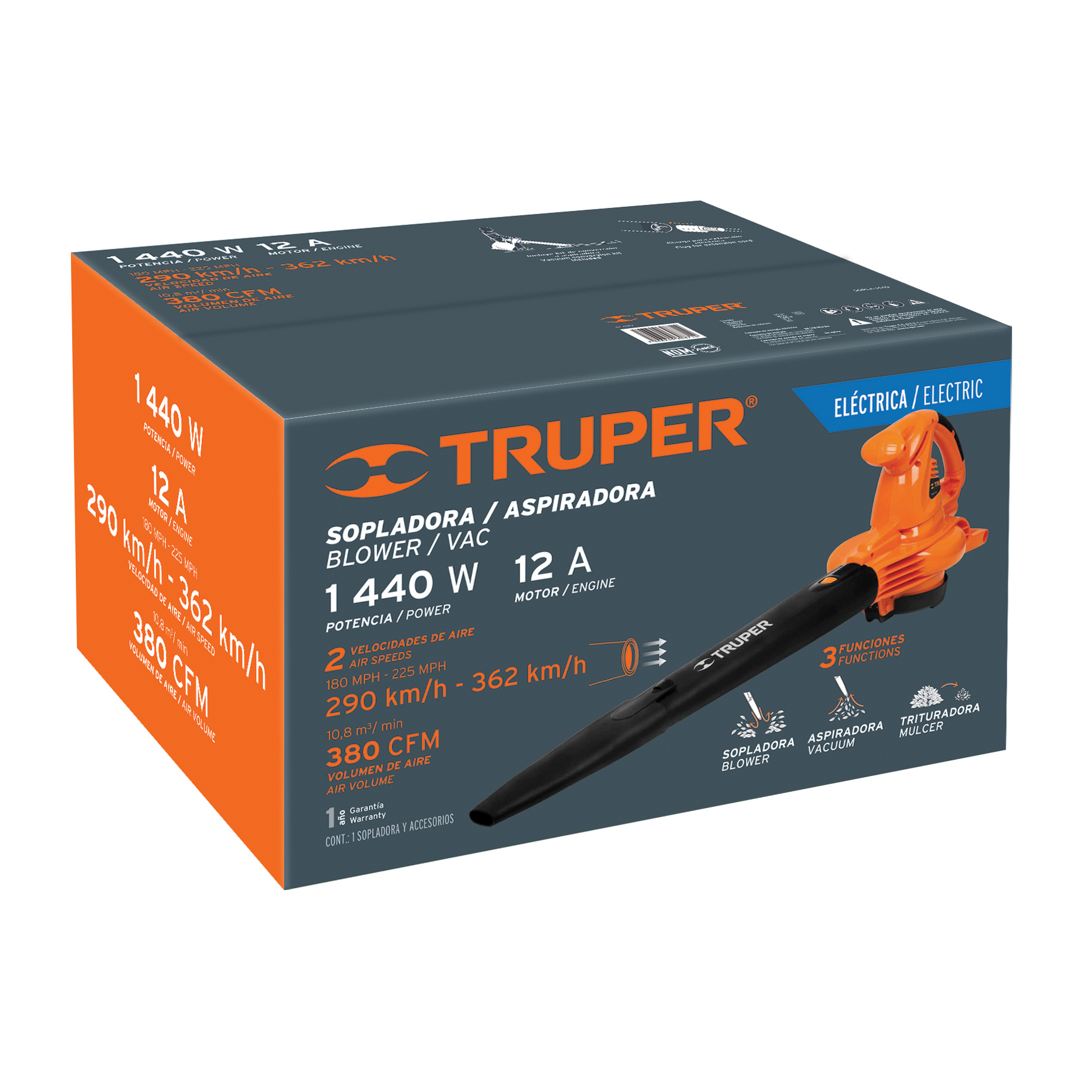 Sopladora/Aspiradora 1,440 W, con bolsa recolectora, TRUPER - Image 5