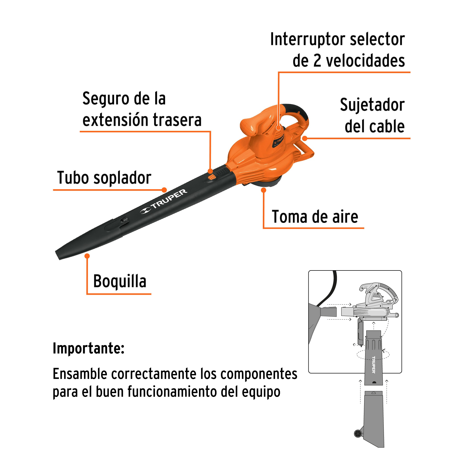 Sopladora/Aspiradora 1,440 W, con bolsa recolectora, TRUPER - Image 3