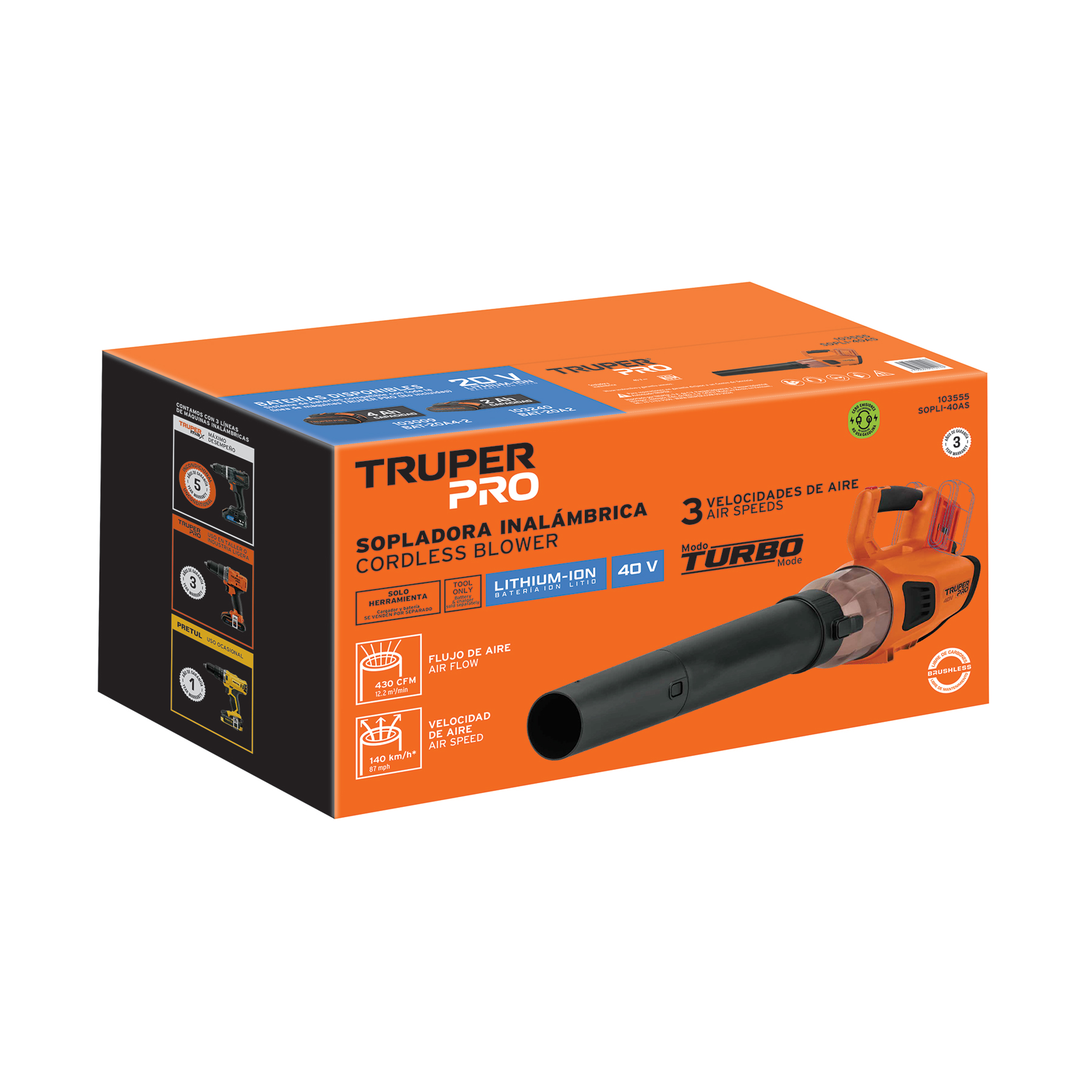 Sopladora inalámbrica 40V, sin accesorios, TRUPER PRO - Image 2