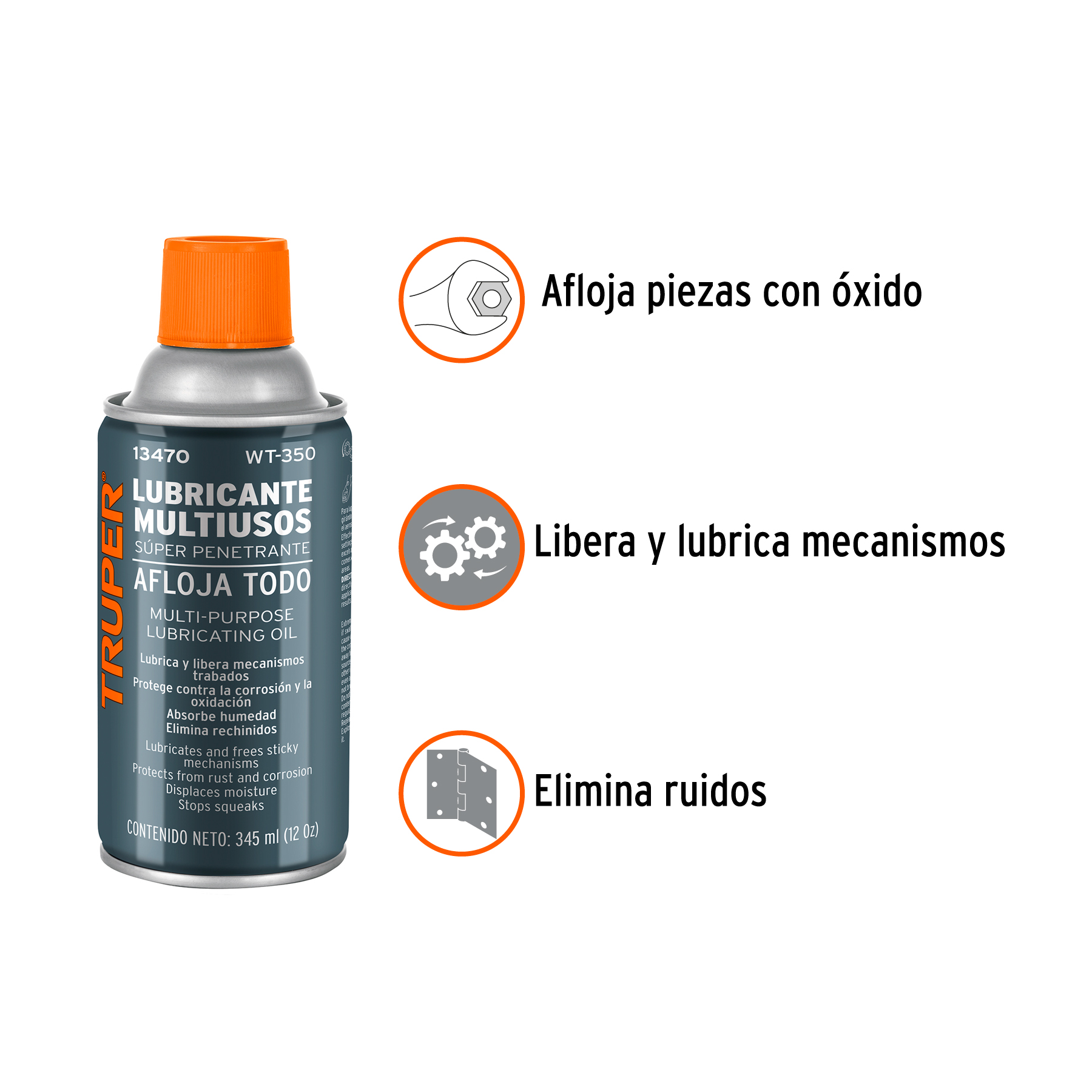 Lubricante multiusos en aerosol, 345ml (12oz), TRUPER - Image 2