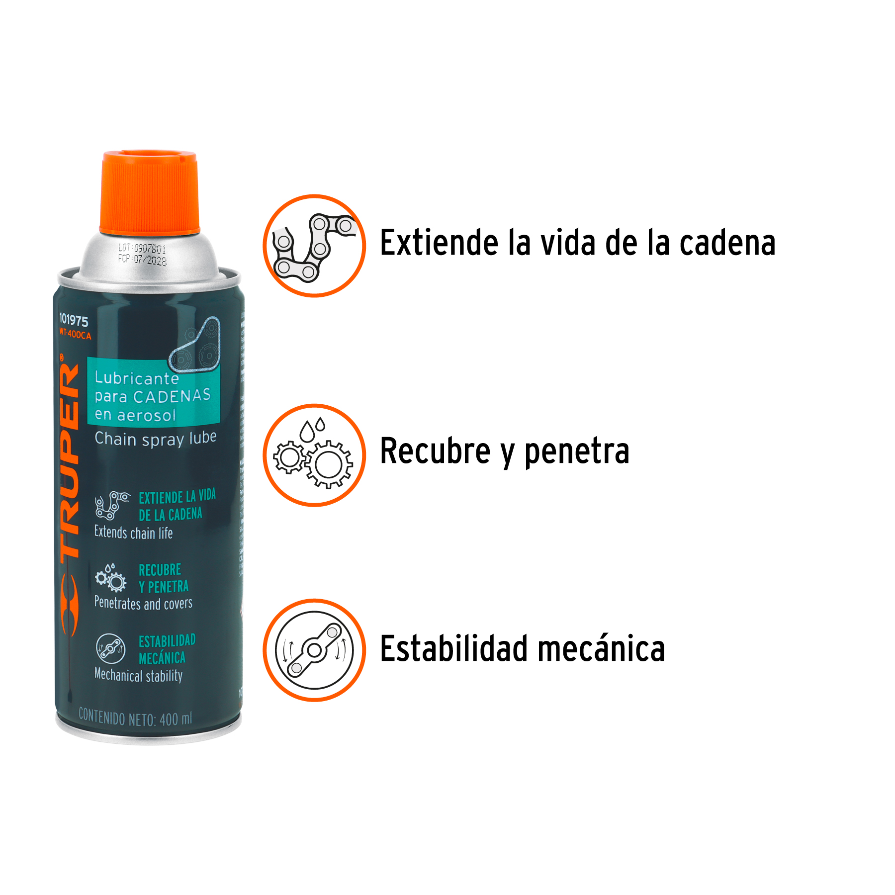 Lubricante de cadenas en aerosol 400 ml, TRUPER - Image 2