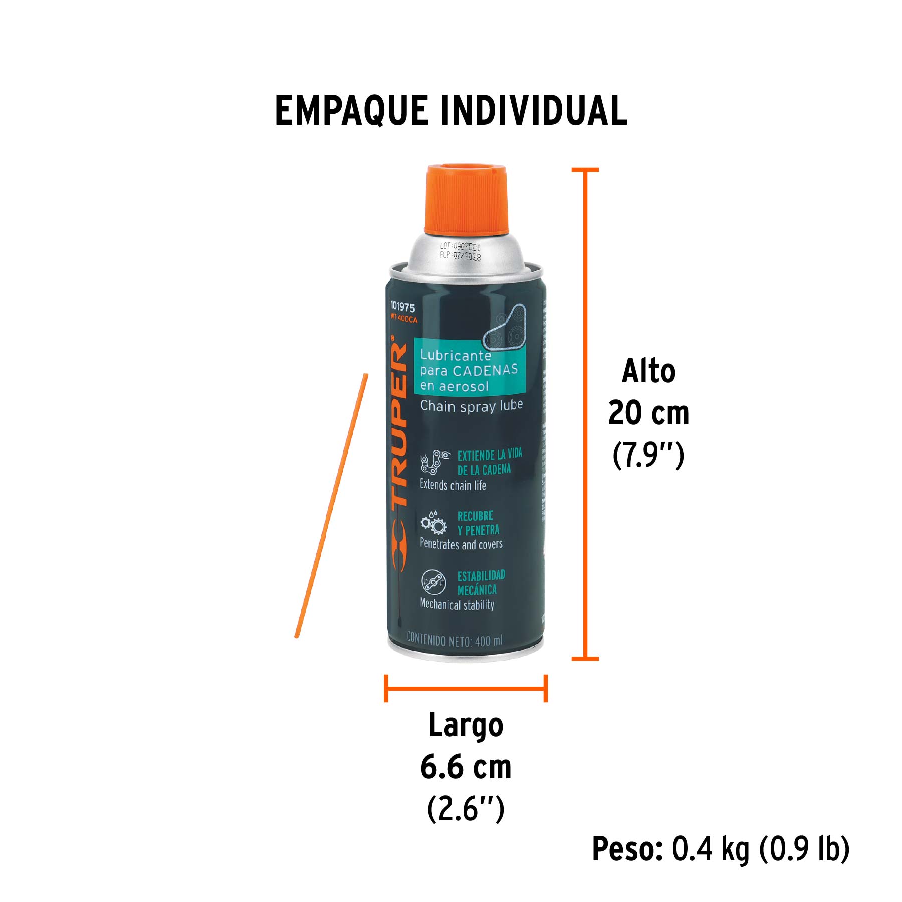 Lubricante de cadenas en aerosol 400 ml, TRUPER - Image 4