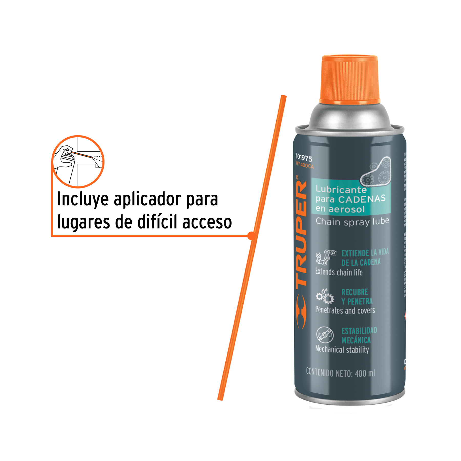 Lubricante de cadenas en aerosol 400 ml, TRUPER - Image 3