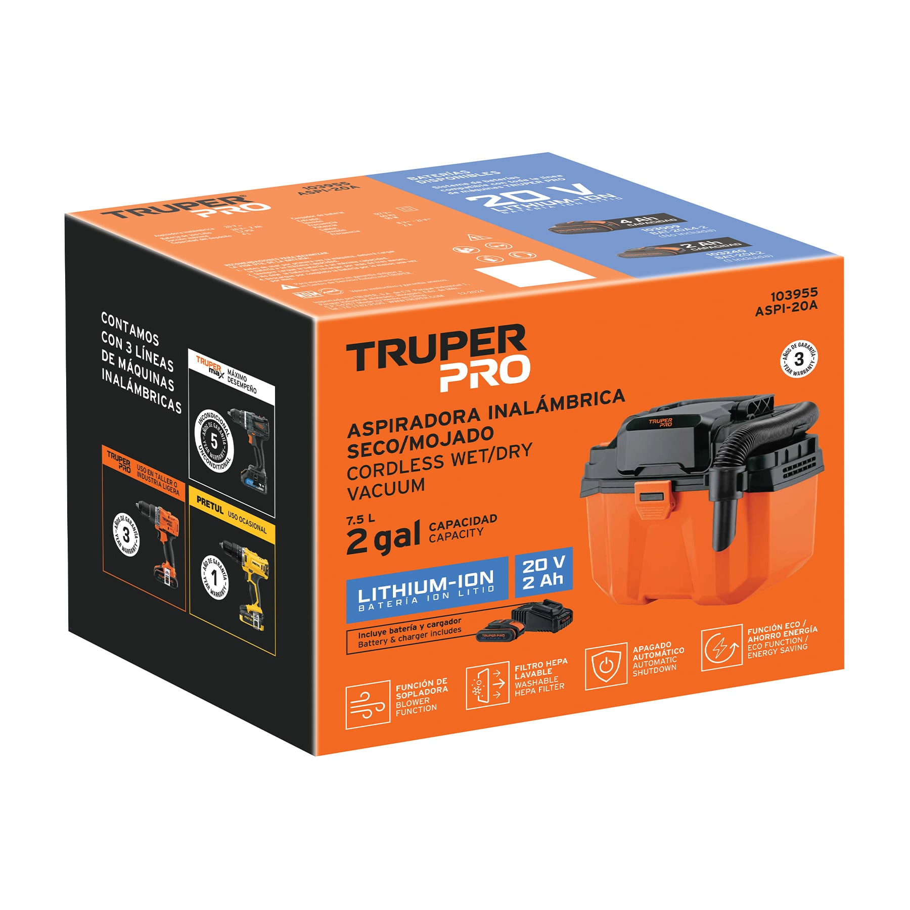 Aspiradora, 20V, 1 batería 2Ah, TRUPER PRO - Image 2