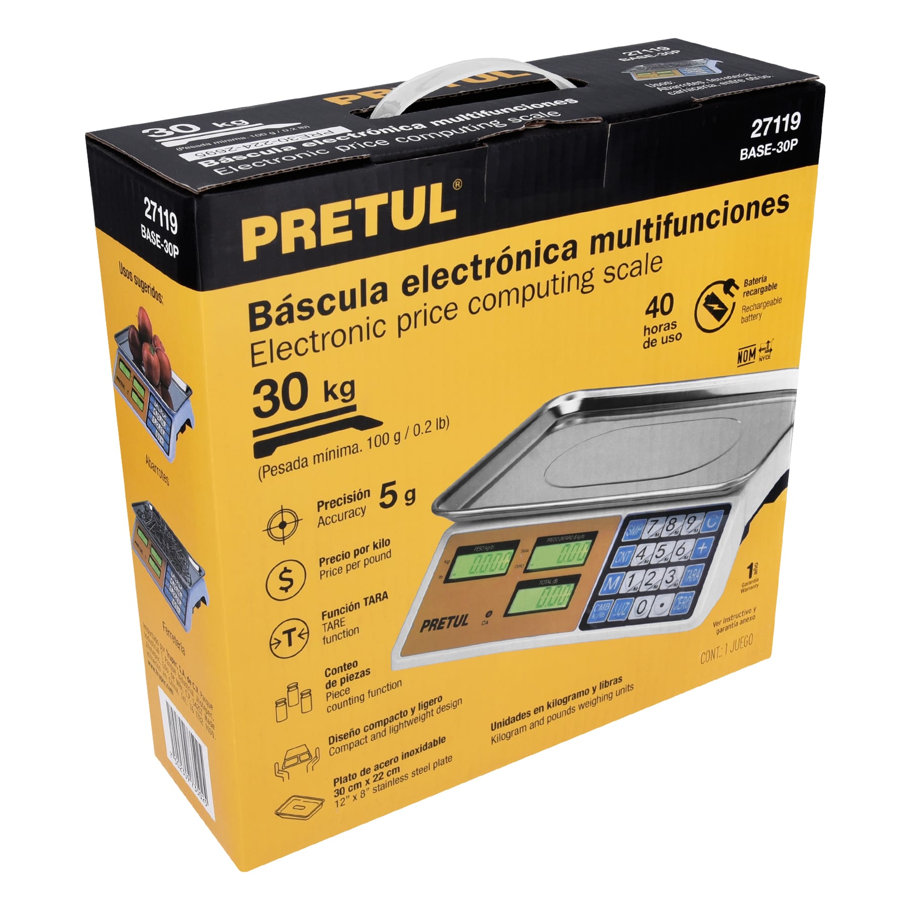 Báscula electrónica multifunciones 30 kg, PRETUL - Image 3