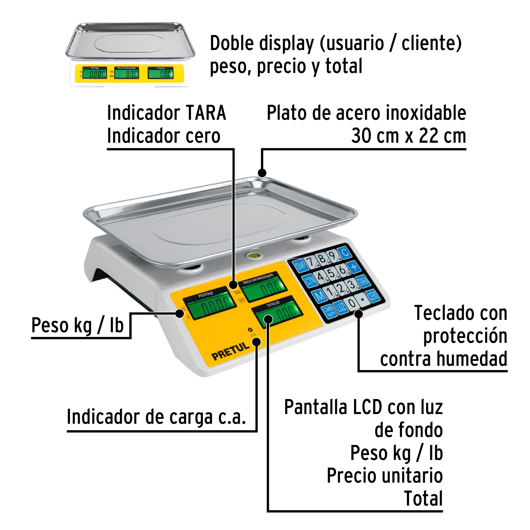 Báscula electrónica multifunciones 30 kg, PRETUL - Image 6