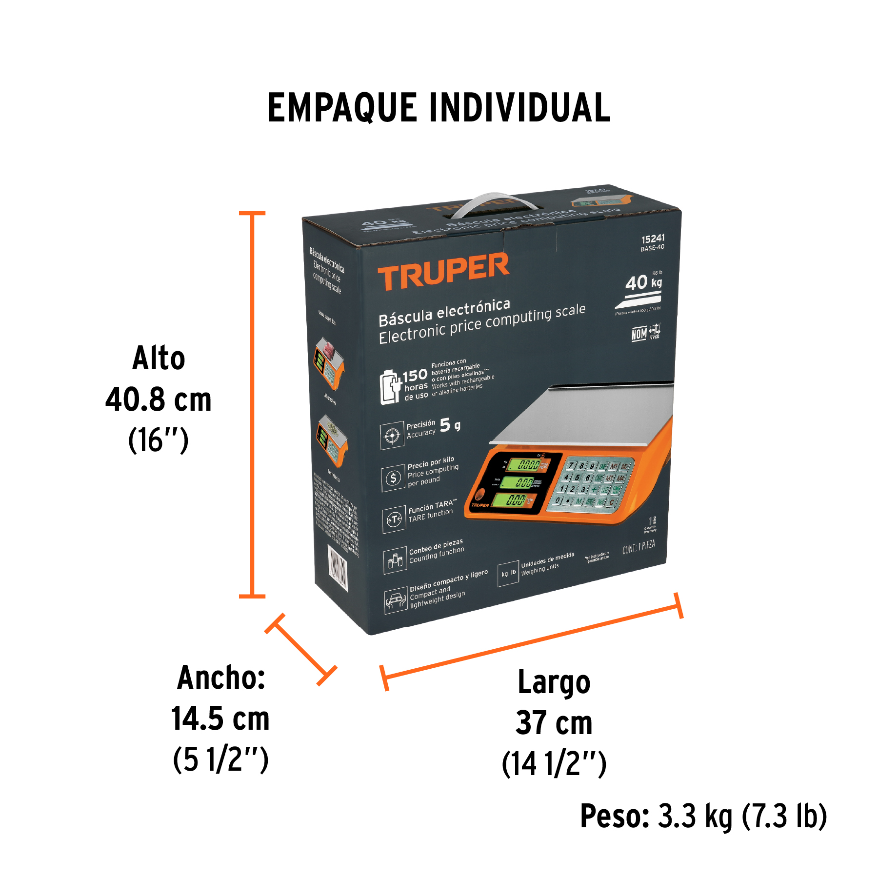 Báscula electrónica multifunciones 40 kg, TRUPER - Image 6