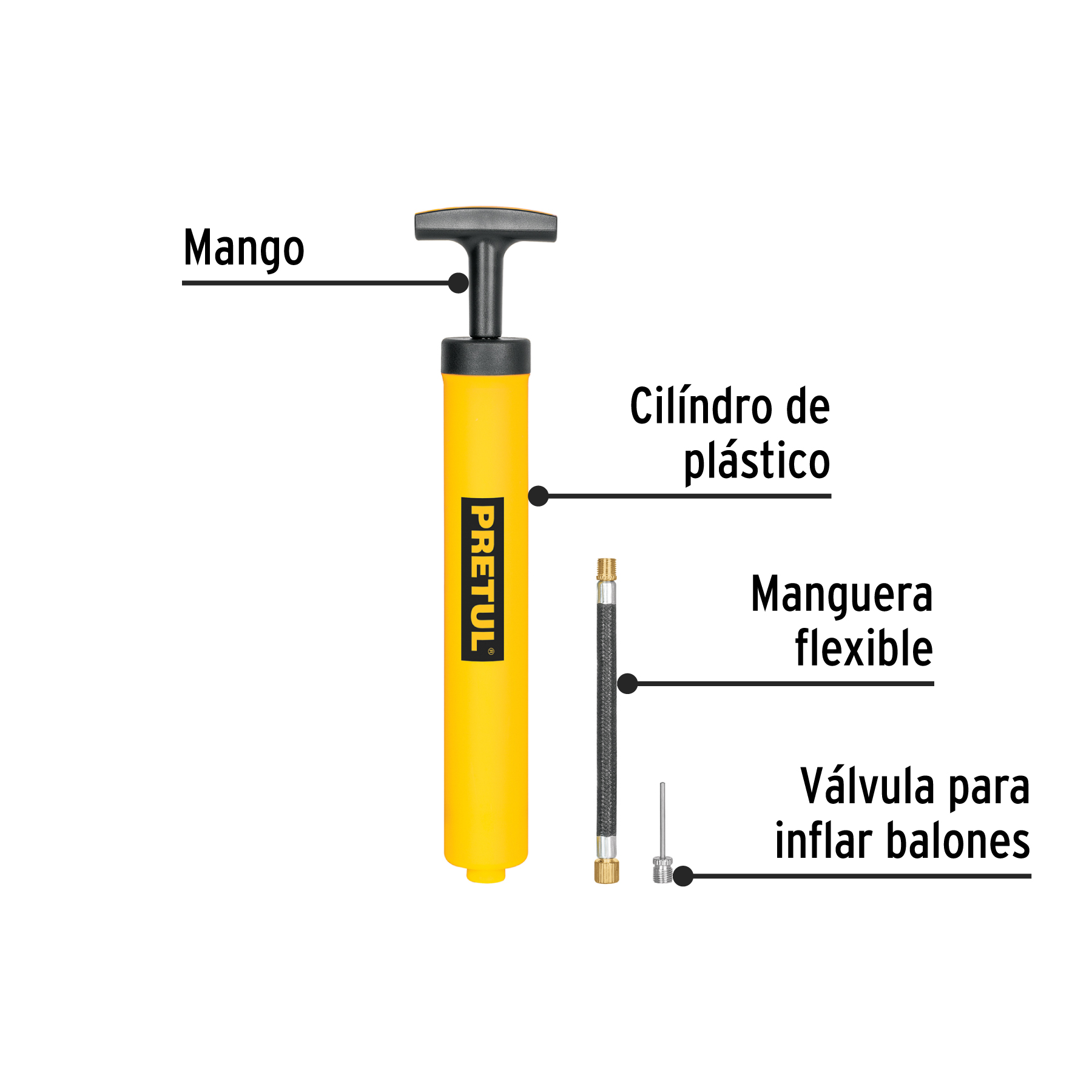 Mini bomba manual para inflar balones, 25 PSI, PRETUL - Image 2