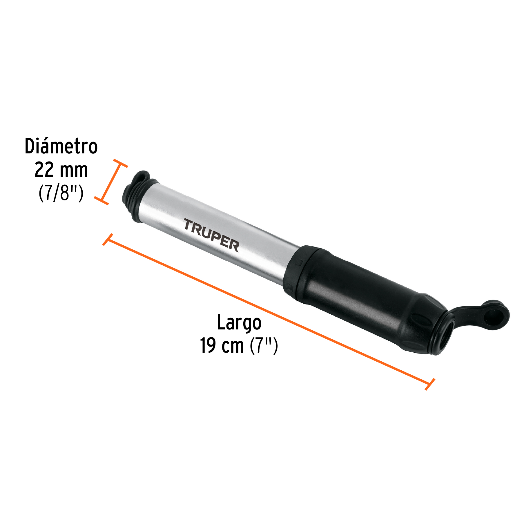 Mini bomba manual para bicicleta, abatible, 75 PSI, TRUPER - Image 3